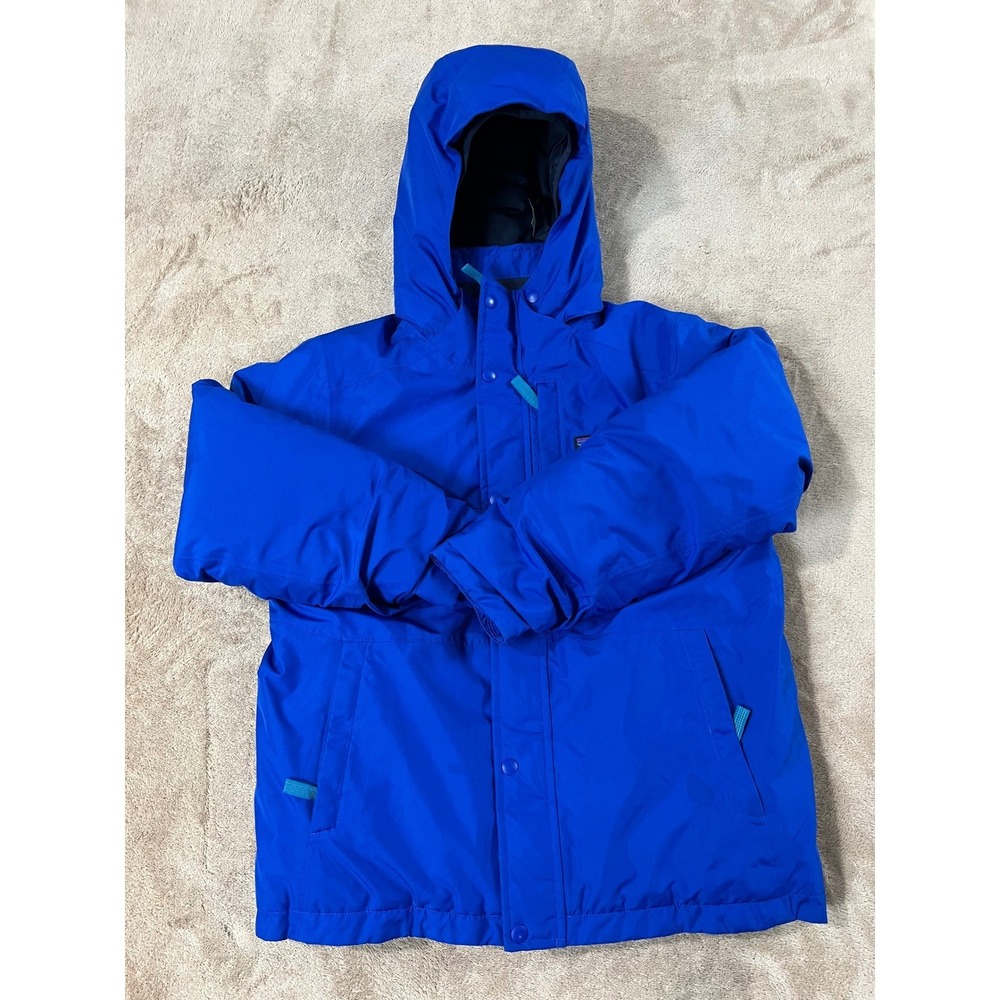 Patagonia Powder Town Snow Jacket Boys size Medium 10 Blue Hooded Full Zip